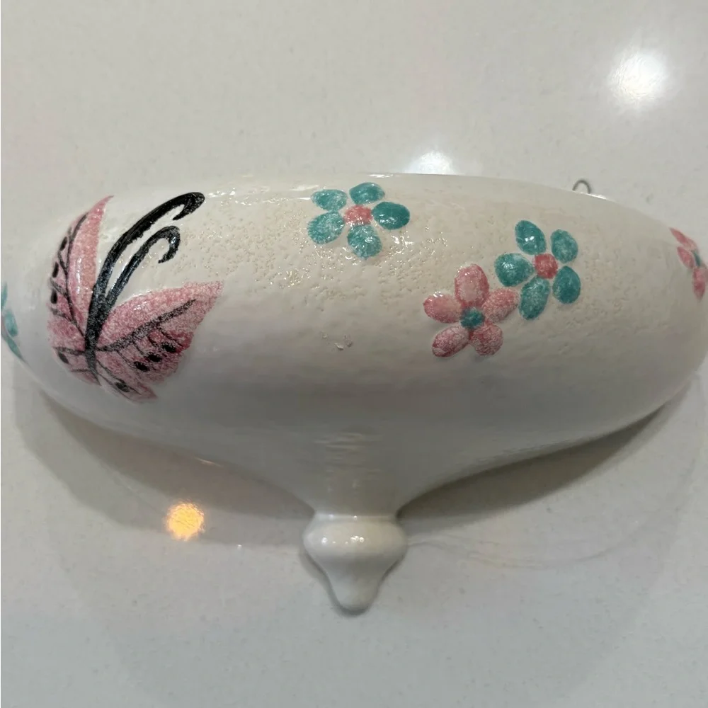 Vintage Hull Pottery 1956 Wall Hanging Butterfly Flowers Lavabo B25 B24 USA Made